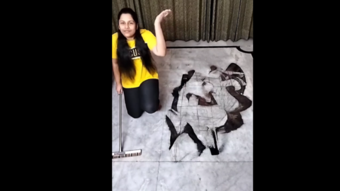 Artist’s 3D Rangoli Leaves Social Media Users Stunned